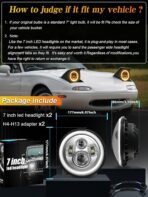 ZIMABLUE 7 inch led Headlight Chrome Round Projector 7 inch Halo led Headlight H6024 DOT Approved Hi/Lo Beam DRL Amber Turn Signal Compatible with Jeep Wrangler JK TJ CJ Compatible with Chevy miata - Image 6