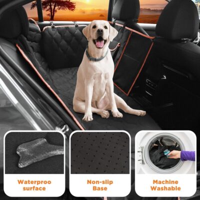 Shodu Waterproof Dog Car Seat Cover for Back Seat,Collapsible Scratchproof Dog Car Seats Covers,Nonslip Dogs Seat Cover with Mesh Window,Storage Pocket,Side Flaps,Universal Size Fit for Car/Truck/SUV - Image 2