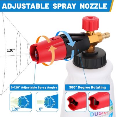 DUSICHIN Foam Cannon Short Pressure Washer Gun 1/4 Inch Quick Connector,Car Wash Foam Gun with 5 Pressure Washer Nozzle Tips 3/8'' Swivel Quick Connector,Additional Orifice Nozzle 1.04mm Car Washing - Image 3