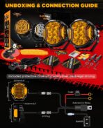 Auxbeam V-Ultra Series Side Shooter Light Bar, 5Inch 172W Round Offroad Lights LED Pods 20400LM, Amber DRL & Spotlight Dual Color 270° Wider Off Road Lighting with Protective Covers, Pair - Image 8