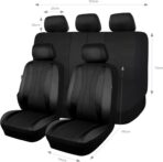 Flying Banner car seat Covers Full Set Faux Leather Air Mesh Breathable Man Lady Airbag Compatible Rear Bench Split 40/60 50/50 60/40 Truck Pick Up (Full Set - Low Back, Black Black) - Image 8