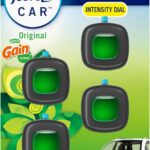 Febreze Car Air Freshener, Odor-Fighting Automotive Vent Clip, Scented Car Accessories, Long Lasting for Strong Odors, Gain Original Scent, 4 Count