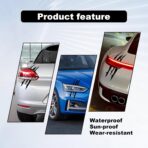 1 Full Set Monster Claw Sticker for Car Hood Decal 1 Set, Car Decals Claw Mark Stickers to Cover Hood Headlights Scratches, Modified Cars/Vans/SUVs/Trucks, Motorbike, Truck Decal Decoration(Black) - Image 4