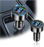 4 Ports Car Charger Adapter,12V/24V Car Cigarette Lighter USB Charger Including 3.1A/PD/Super Fast Charging Ports,Upgraded Cars Phone Chargers with LED Voltage Display & Soft Light