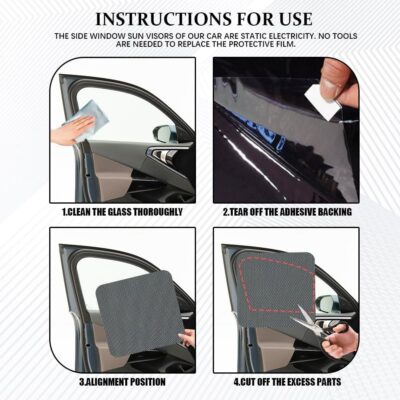 4PCS Car Side Window Sunshade, Car Window Shades, Block UV Rays Privacy Protector Auto Static Cling Film Sticker, Auto Accessories Washable Reusable Sun Shield Sticker for Most Vehicles - Image 3