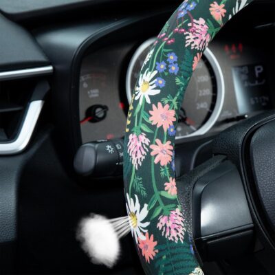 Flower, Floral, Daisies Steering Wheel Cover Auto Steering Wheel Protector, Anti-Slip, Breathable, Absorbing Sweat, Universal Car Accessories 14.5–15 inch,Fit for Most Car, Trucks, SUV - Image 4