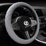 Soft Car Steering Wheel Cover for Sedan, SUV, Warm Luxury Velvet, Odorless, Universal, Anti Slip, Summer Winter, Gray, Standard Size[14" 1/2-15"](37-38cm) - Image 2