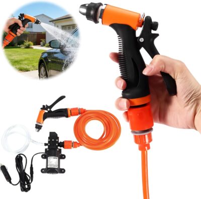 Portable 120W High-Pressure Car Wash Kit: High-Pressure Cleaner Water Pump 12V 80W, 6m Rubber Hose, 1m Transparent Hose, 3m Long Cigarette Lighter Cable - Image 2