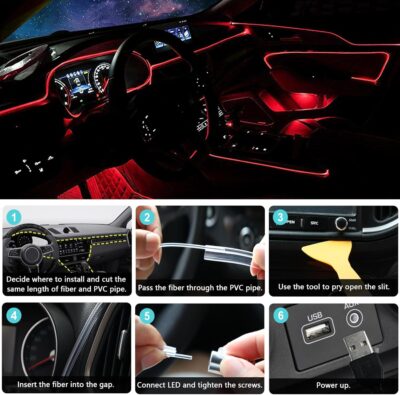 Interior Car LED Strip Lights, RGB 6 in 1 Ambient Lighting Kits with 315 inches Fiber Optic, 16 Million Colors Car Interior Lights with Wireless APP and Remote Control, Sync to Music - Image 6