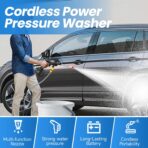 Cordless Pressure Washer 21V x2 batteries , Cordless Power Washer Battery Powered, Portable Pressure Washer w/ 6-in-1 Nozzle, Soap Container, Charger Included - Image 5