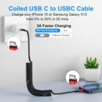 USB C Cable 3ft 2Pack USB C to USB C Charger Cable for Car, Coiled Type C Fast Charging Cable for iPhone 17/16/15/Plus/Pro/Pro Max/MacBook Pro 2020/iPad Pro 2020/iPad Air 4/Samsung Galaxy S23-Red - Image 2