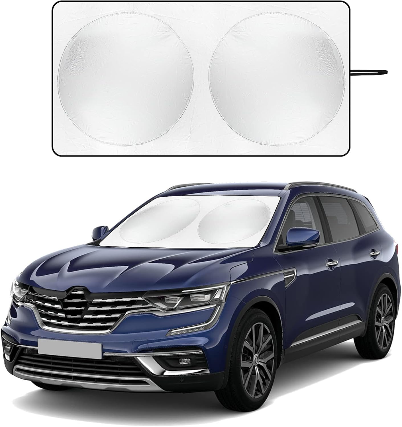 71qjnAUHogL._AC_SL1500_.jpg Windshield Sun Shade with Storage Pouch for SUVs, Durable 190T Polyester Sun Shield for Front Window, Portable Carry Car Accessories, Standard (63 inches x 34 inches) - Image 1