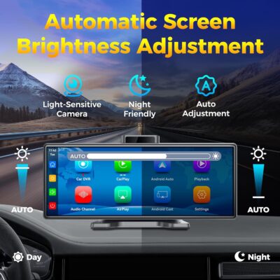 10.26" Wireless Apple CarPlay Android Auto Car Screen - Secure Strong Bracket, 4K Dash Cam, GPS Navigation, HD Touchscreen, AirPlay, Car Stereo, Fits All Vehicles - Image 5