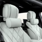 Car Headrest Pillow for Driving - Luxury Leather 100% Memory Foam, Ergonomic Neck Support - Universal Fit Head Rest Travel Pillow for Most Cars, Home & Office, Gray, 2 Pack