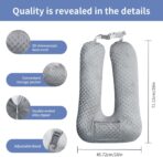 Travel Pillow for Kids & Adults, Car Pillow for Back Seat, Sleeping Support Cushion for Long Road Trips, Toddler Carseat Pillow with Removable & Washable Cover, Grey - Image 2