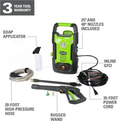 Greenworks 1500 PSI 1.2 GPM Pressure Washer (Upright Hand-Carry) PWMA Certified - Image 3