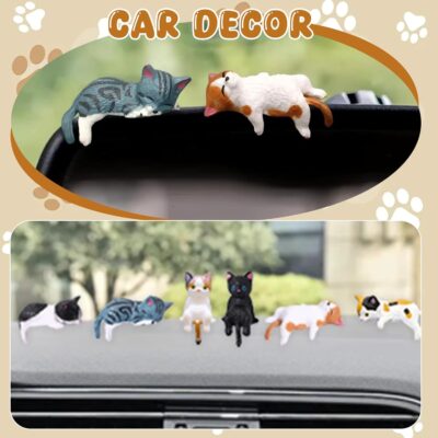 Exasinine 10Pcs Mini Cat Car Interior Accessories Decorations Cute Cat Car Dashboard Decor Funny Rear View Mirror Gift - Image 5
