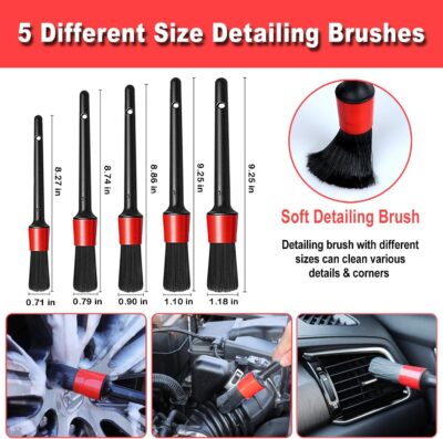 Car Detailing Kit, 18Pcs Car Detailing Brush Set, Car Cleaning Kit, Drill Brush Set, Car Detailing Brushes, Tire Brush - Car Wash Kit, Car Cleaning Tools brushes for Interior, Exterior, Wheels - Image 4