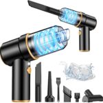 KMM Handheld Car Vacuum Cleaner, 9000PA Vacuum Cleaner & Air Duster, 120W High Power Vacuum Portable Cordless, Hand Held Vacuum Rechargeable with Multi-Nozzles & LED Light for Home, Car, Office