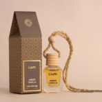 Llum Amber Vanilla Hanging Car Air Freshener – Luxury Automotive Perfume Diffuser 10ml (0.34 fl oz), Long-Lasting Fragrance, Alcohol-Free Non-Toxic Car Scent, Glass Bottle With Wood Cap