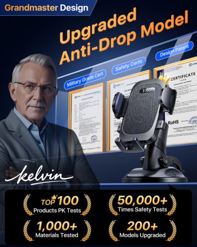 [Military-Grade Anti-Shake & 360° Rotatable Suction] 2026 Upgraded Car Phone Holder Mount【90+LBS Safest Strongest & Patent Certs】Dashboard Windshield Vent for iPhone 17 16 Pro Max Samsung,Matt Black - Image 2