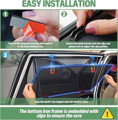 ZATOOTO Car Window Shades for Honda CR-V 2023-2025, 4 Pack CR-V Sun Shade Side Window, Breathable Mesh Car Window Screen for Camping Napping Baby UV Protection - Image 7