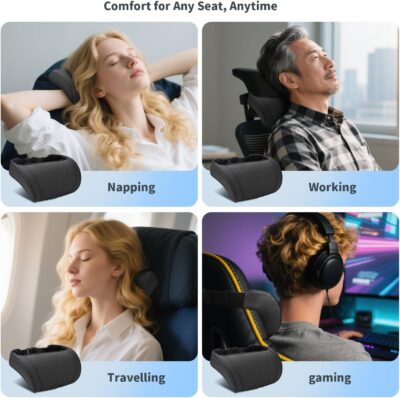 Car Neck Pillow for Driving Memory Foam Headrest Nappa Leather Head Rest for Most Cars SUV Home Office Traveling - Image 7