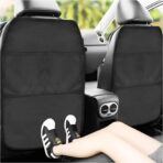 MoNing 2 PCS Kick Mat Back Seat Protector, Waterproof Car Backseat Protective Kick Mat with 2 Mesh Pockets, Large Vehicle Seat Back Kick Mat Organizer for Kids