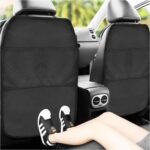 MoNing 2 PCS Kick Mat Back Seat Protector, Waterproof Car Backseat Protective Kick Mat with 2 Mesh Pockets, Large Vehicle Seat Back Kick Mat Organizer for Kids