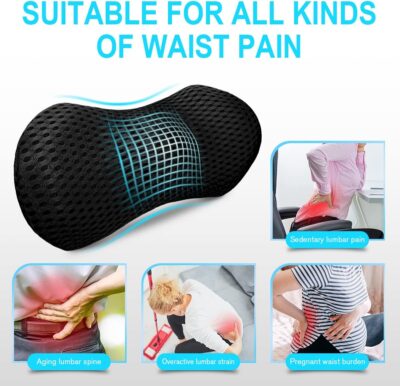 Lumbar Support Pillow for Office Chair, Memory Foam Lumbar Pillow for Lower Back Pain Relief (Black) - Image 6