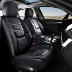 Coverado Car Seat Covers Full Set, Seat Covers for Cars, Front Seat Covers and Back Seat Cover Waterproof Leather Automotive Seat Cover, Universal Car Interior Protectors Cushion for Most Cars Black - Image 8