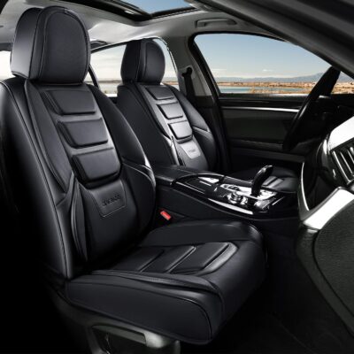 Coverado Car Seat Covers Full Set, Seat Covers for Cars, Front Seat Covers and Back Seat Cover Waterproof Leather Automotive Seat Cover, Universal Car Interior Protectors Cushion for Most Cars Black - Image 8