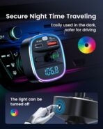 LENCENT Bluetooth 5.4 FM Transmitter Car Adapter 48W [PD 30W & 18W] [7 Color Light] [Fast Charging] Wireless Radio Music Adapter Hands-Free Calling, Support USB Drive & TF Card - Image 7