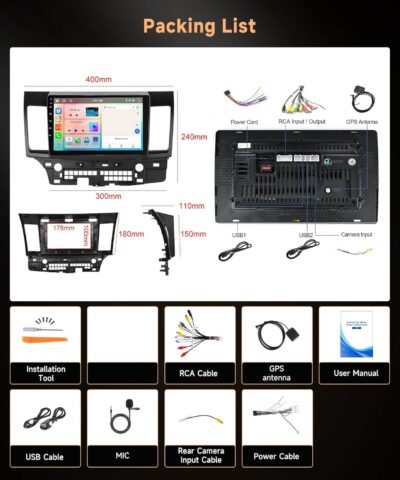 8Core 6G+128G 10.1 Inch Car Stereo Car Radio for Mitsubishi Lancer 2008-2017, Rimoody Android 13 Carplay Android auto GPS WiFi Touchscreen BT/FM/RDS DSP-36 Mirror Link AHD Backup Camera - Image 8