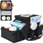 Car Organizer for Front Seat Organizer and Storage, Collapsible Car Caddy, Passenger Seat Organizer with Partitions & Cup Holders, Car Organization for kids and Adults (Black)