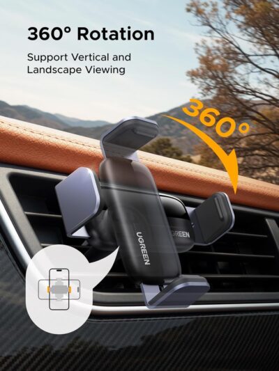 UGREEN Car Vent Phone Mount Air Vent Clip Phone Holder Car Mount Mini Size Compatible with iPhone 17 16 15 14 13 12 Pro Max Mini Plus, iPhone 11 SE XS XR 8 7 6 6S Smartphone - Image 3