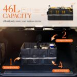 HOTOR Trunk Organizer - Car Organizer with 5 Pockets, Trunk organizer for SUV, Sedan & Van, Car Organization with Sturdy Base Panel for Car Accessories, Black, 2 Compartments, 21.3"×12.6"×10.6"