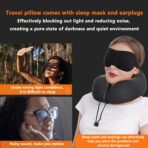 MLVOC Neck Pillow for Traveling, Upgraded 100% Pure Memory Foam Travel Neck Pillow for Airplane Flight Sleep, Breathable & Machine Washable Cover, Travel Kit with 3D Eye Mask, Earplugs & Bag, Black - Image 3