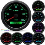 ARTILAURA GPS Speedometer 85mm 3-3/8" 7 Color 120MPH Gauge with GPS Antenna Odometer Waterproof for AUTO Car Truck Boat Marine (All Black) - Image 2
