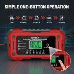 Battery Charger 15A 12V Fully Automatic Smart Trickle Car Battery Charger Maintainer with LCD Display & Temperature Compensation for Car Truck Motorcycle Lawn Mower Boat - Image 5