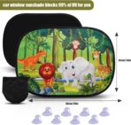 ABSOFINE Car Window Sun Shades for Baby Kids 2 Pack 19"x14", Animals Cartoon Window Shades Sun Blocker Cover, Baby Car Shades for Back Windows with 8 Suction Cups and Storage Bag, Anti Glare & UV - Image 2
