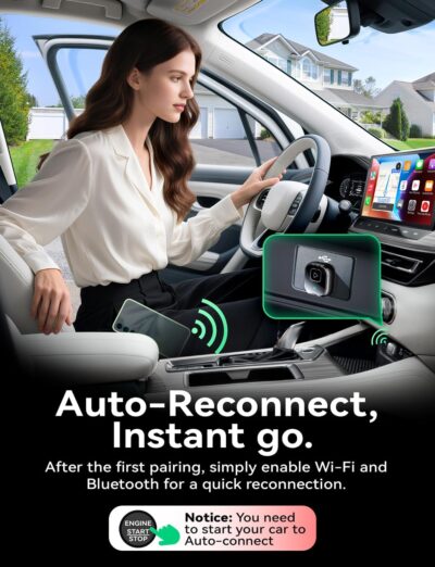 Wireless Carplay & Android Auto Adapter, Metal Design Mini & Stable 2-in-1 Dongle, Convert Vehicle's Wired CarPlay/Android Auto to Wireless, for iOS 10+/Android 11+ & Cars from 2016 - Image 5