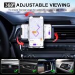Car Phone Mount,Auto-Clamping Smart Sensor 10W Qi Fast Charging Car Front Windshield Dashboard Air Vent Phone Holder Compatible with iPhone12/12 pro max/Samsung S20/note 20 All 4.7-6.7 Inch Smartphone - Image 6