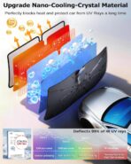 DMJN Umbrella Windshield Sun Shade for Tesla New Model Y Juniper, Y & 3, Car Sunshade for Front Windshield [Nano Ice-Crystal Coatings] UPF50+ Heat & UV Block, Protect Interior & Keep Cooler - Image 3