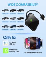 Wireless Carplay Adapter for Apple - 2025 Upgrade Seamless Connection Convert Wired to Wireless Car Play Adapter Plug & Play No Lag CarPlay Wireless Adapter Fit for iPhone iOS 10+ (Black) - Image 4