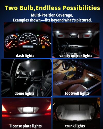 WLJH 40 Pack 194 168 T10 T5 LED Bulbs With Sockets, Non Polarity, Dimmable, For Dash Cluster Dome Map Door Trunk Parking License Plate Lights,300 LM Interior & Exterior Replacement, Bright White - Image 6