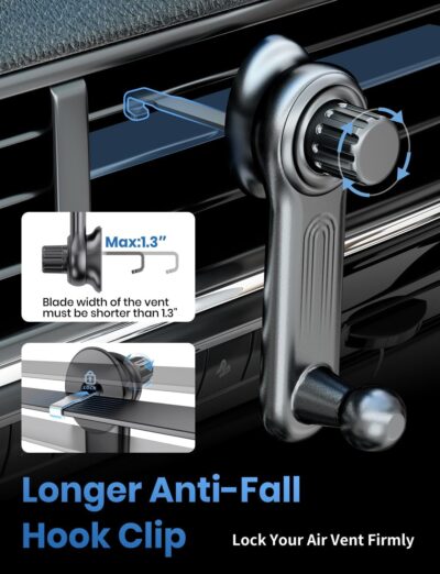 eSamcore Car Vent Phone Mount, Car Phone Holder Mount with Swing Arm Air Vent Clip Car Mount Cell Phone Holder Car for iPhone 17/16/ 15/14/ 13 Pro Max & All 4.7" - 6.9" Android Smartphone - Image 4