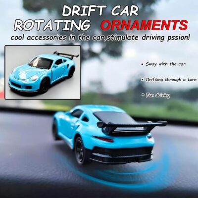 Car Dashboard Decorations – Drift & Turn Mini Car Model Ornament – Dynamic Interactive Automobile Decor for Enthusiasts Vehicle Interior Dashboard Drifting Decorations Accessories Gifts(Blue-1) - Image 2