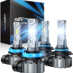 Marsauto M1S 9005/HB3 H11/H9/H8 Bulbs Combo, 900% 80000LM Brighter 9005 H11 Lights, 6000K Cool White HB3 H8 Bulbs fog, 3-Mins Plug and Play, IP68, Pack of 4
