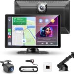 Portable Apple Carplay Screen for Car, 9" Car Play Touchscreen, 4K Dash Cam, 1080P Backup Camera, Wireless Carplay, Android Auto, Mirror Link, GPS Navigation, Voice Control (9inch)